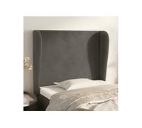 Hoofdbord met randen 93x23x118/128 cm fluweel donkergrijs3117713