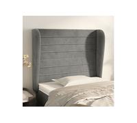 Vidaxl Tête De Lit Avec Oreilles Gris Clair 93x23x118/128 Cm Velours Gris