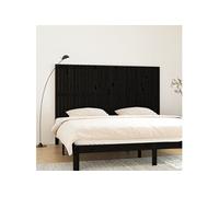Hoofdbord wandmontage 204x3x110 cm massief grenenhout zwart824932