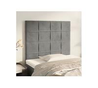 vidaXL Têtes de lit lot de 2 80x5x78/88 cm Velours Gris clair 3116362