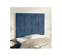 vidaXL Tête de Lit Meubles de Chambre à Coucher Accessoires de Lit Simple Têtes de Cadre de Lit Intérieur Bleu Foncé 90x5x118/128 cm Velours