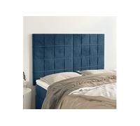 vidaXL Tête de Lit Meubles de Chambre à Coucher Accessoires de Lit Simple Têtes de Cadre de Lit Intérieur Bleu Foncé 144x5x118/128 cm Velours