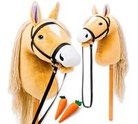 Hoofly Hobby Horse Beige (Haflinger) - Grand Cheval à Bâton pour Enfants A3 avec Tige à visser/Set Hobby Horse avec tête de lit/Cheval Hobby Horsing en 4 Design/Chevaux Bâton avec Accessoires