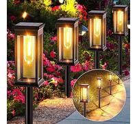 Hoofun 6pcs Lampes Solaires Extérieures Jardin: Lumières Led Blanc Chaud, Éclairage Solaire Ip65 Étanche, 12-14h Éclairage, Batterie 800mah, Lampes Pour Pelouse, Terrasse, Allée et Entrée de Garage