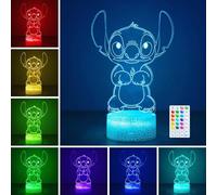 Hoofun Lampe Stitch avec Minuterie: 16 Couleurs Veilleuse Enfant 3D LED - Mémoire, Télécommande, Contrôle Tactile, 4 Modes, Cadeau pour Enfants, Lampe d'Animation pour Chambre Cadeaux Noël Décoration