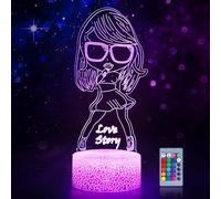 Hoofun Lampe Taylor merch: Marchandise TS-Fans, 3D LED Smart Remote Control Lampe 16 Couleurs, Cadeaux pour filles chambre décoration fête musicale anniversaire Noël