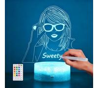 Hoofun TS Night Light Merch: cadeaux de marchandises pour les fans de chanteur, lampe d'illusion LED 3D avec télécommande et tactile intelligent pour les filles Décor de chambre Musique Anniversaire N