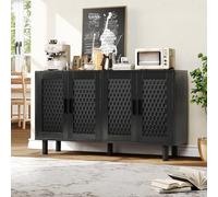 HOOGDLJ Commode à 4 portes - Buffet - Armoire à tiroirs - Armoire de rangement polyvalente pour chambre à coucher, salon, bureau, couloir (4 portes, noir)