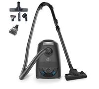 hoogo B3+ anthracite avec brosse de sol Flipflop, mini brosse turbo, aspirateur avec sac, puissance d'aspiration puissante de 850 W, filtre HEPA 14, rayon de 11 m, seulement 74 dB(A), capacité de 3 l