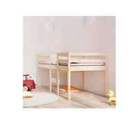 vidaXL Lit haut 821619 Bois de pin massif 75x190 cm Marron
