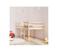 Vidaxl Lit Haut 90x200 Cm Bois De Pin Massif Marron