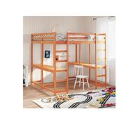 Vidaxl Lit Superposé Et Bureau Et Échelle 180x200cm Bois De Pin Massif Multicolore