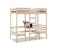 vidaXL Hoogslaper met bureau en stoelen massief grenenhout 90x190cm3308559 Marron G