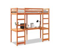 Cadre de lit superposé avec bureau 75x190 cm bois pin massif, cadre de lit mezzanine, cadre de lit de cabine, cadre de lit mezzanine simple