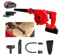 Hooha Souffleur à feuilles 3 en 1 avec chargeur et batterie 2,0 Ah 230 km/h, souffleur à feuilles avec fonction aspiration/soufflage Aspirateur et broyeur avec sac collecteur de 6 ml pour enlever la