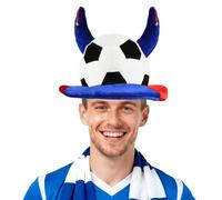 Hooin Chapeau de Football - Chapeau Original France avec Cornes de Taureau Bleues, Accessoire de Fan pour Matchs et Fêtes
