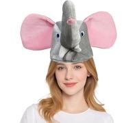 Hooin Chapeau éléphant - Adorable chapeau de costume animal avec oreilles tombantes et trompe, couvre-chef fantaisie doux pour les fêtes