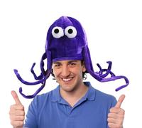 Hooin Chapeau Poulpe Violet avec Bras Flexibles - Couvre-chef en Peluche Douce pour Adultes et Ados - Accessoire pour Halloween, Cosplay et Fêtes - Léger, Respirant et Doux pour la Peau