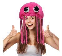 Hooin Chapeaux de costume de méduse. Chapeau de fête de costume de méduse fait à la main. Couvre-chef de costume taille adulte. (Rose)