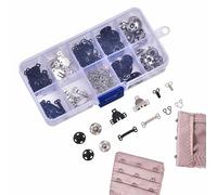 Hook and Eye Closure, Bra Clasps 3 Types, 4.92x2.48 Inches Invisible Buttons with Secure Hold, Strong Fabric with Easy Sew, Accessories for Men Women Garment Trouser Underwear Collars Home Maintenance