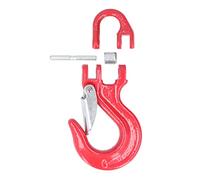 Hook de Chagrin remorque de treuil, Crochet à chaîne de remorquage, Charge 2t Rouge 80 Acier Universel avec Verrouillage de sécurité Lourds, Charge maximale 2T, résistance à la