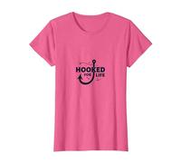 Hooked for Life - Graphique pour Les Amateurs de pêche T-Shirt, Femme, Rose chiné, L
