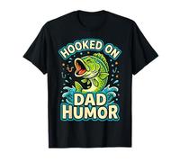 Hooked on Dad Humour a Funny Bass Fishing Graphic T-Shirt