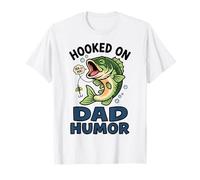 Hooked on Dad Humour Funny Bass Fishing Graphic T-Shirt
