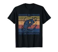 Hooked on Fishing Gifts for Boys Bass Fish Funny T-Shirt