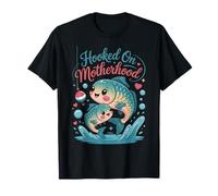 Hooked on Motherhood Cute Fishing Mom Outdoor Mama T-Shirt