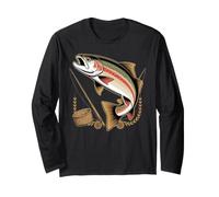 Hooked on Trout Fly Fishing Angler Fishing Pun Manche Longue