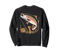 Hooked on Trout Fly Fishing Angler Fishing Pun Sweatshirt