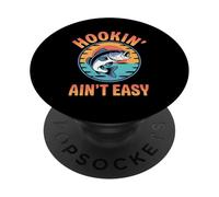 Hookin Aint Easy Funny Bass Fishing Fisherman Humour PopSockets PopGrip Adhésif