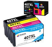 Hookink 407XL Cartouches d'encre Compatible avec Epson 407XL 407 XL pour Epson Workforce Pro WF-4745DTWF WF 4745 (1 Noir 1 Cyan 1 Magenta 1 Jaune)
