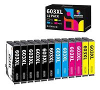 Hookink 603XL Cartouches d'encre Compatible avec Epson 603XL 603 pour Expression Home XP-2100 XP-2105 XP-3100 XP-3105 XP-3150 XP-4100 XP-4105 Workforce WF-2810 WF-2830 WF-2835 WF-2850 12-Pack
