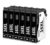 Hookink 6Pack 16XL Noir Cartouches d'encre Remplacement Compatible avec Epson 16XL16 XL Cartouche d'encre pour Workforce WF-2510 WF-2750 WF-2760 WF-2660 WF-2650 WF-2630 WF-2540 WF-2530 WF-2010