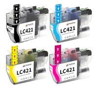Hookink LC421 LC-421 Cartouche d'encre Multipack Compatible avec Brother LC 421 LC421XL Cartouche d'encre pour DCP-J1050DW MFC-J1010DW DCP-j1140DW (Noir, Cyan, Magenta, Jaune, 4-Pack)