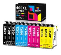 Hookink Lot de 12 405XL Cartouches d'encre Compatibles avec Epson 405XL pour Workforce Pro WF-3820DWF WF-3825DWF WF-4830DTWF WF-4820DWF WF-4825DWF Workforce WF-7840DTWF WF-7830DTWF WF-7835DTWF