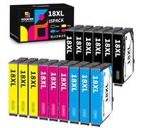 Hookink Lot de 15 18XL 18 Cartouches d'encre Compatible pour Epson 18XL 18 XL avec Expression Home XP-205 XP-215 XP-225 XP-305 XP-312 XP-315 XP-322 XP-325 XP-405 XP-412 XP-415 XP-422 XP- 425