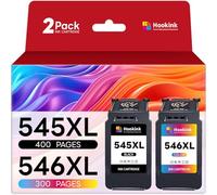 Hookink PG-545XL CL-546XL Lot de cartouches d'encre 545 XL 546 XL compatibles avec Canon 545 546 Cartouches compatibles avec Canon Pixma TS3350 TS3355 TS3450 TS3150 MX495 (noir, couleur)