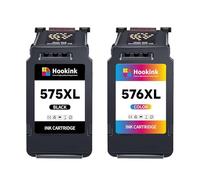 Hookink PG-575XL CL-576XL Lot de 2 Cartouches d'encre Remplacement pour Canon 575 XL 576 XL pour Cartouche 575 et 576 pour Canon PIXMA TS3550i TR4750i TR4751i TS3551i TS3551 (1Noir, 1Couleur)
