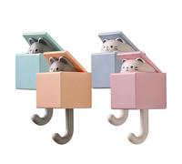 Hooks for Walls | No Damage 4 Pieces Cute Funny Cat Decorative Holder