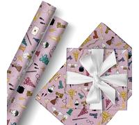 HOOKTA Harry - Lot de 2 rouleaux de papier cadeau durable Harry - 43 cm x 3 m - Pour anniversaire d'enfant, fête, décoration festive (magie rose)