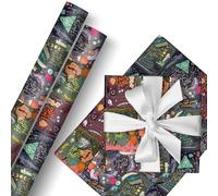 HOOKTA Harry - Lot de 2 rouleaux de papier cadeau durable Harry - 43 cm x 3 m - Pour anniversaire d'enfant, fête, décoration festive (orange rétro) (énigmes de signalisation)