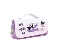 HOOKTA Kuromi Trousse à crayons avec fermeture éclair, matériau lisse et grande capacité, poignée Kitty pour adolescents, filles et garçons, cadeau, 21 x 10 x 7 cm, Moderne