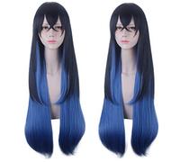 HOOLAZA Kimetsu No Yaiba Hashibira Inosuke Perruque longue et droite pour cosplay Bleu foncé et bleu dégradé 80 cm