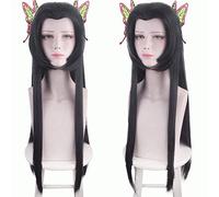 HOOLAZA Kimetsu No Yaiba Kochou Kanae Perruque de cosplay longue et droite, noire, 80 cm