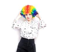 HOOLAZA Perruque de clown afro courte multicolore pour femme, pour Halloween, Noël, cosplay, fête