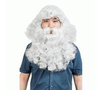 HOOLAZA Perruque de Père Noël avec grosses franges bouclées blanches et bouclées Whisker Christmas Party Cosplay