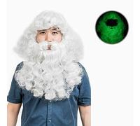 HOOLAZA Perruque de Père Noël avec grosses franges bouclées blanches et bouclées Whisker Christmas Party Cosplay